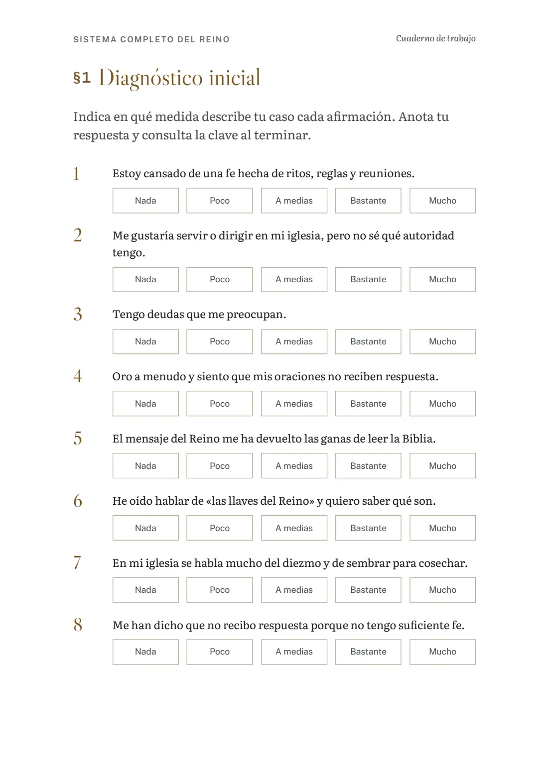 Página del cuaderno con el diagnóstico inicial