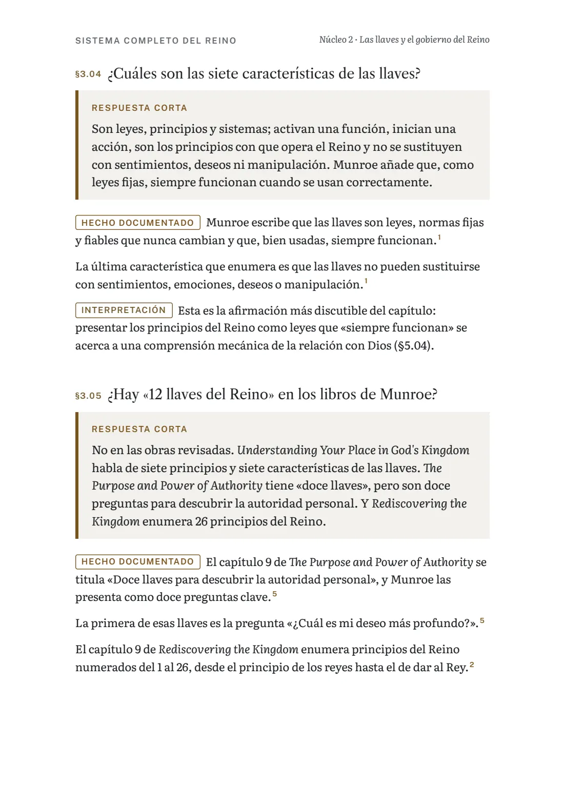 Página del núcleo 2 sobre las llaves del Reino