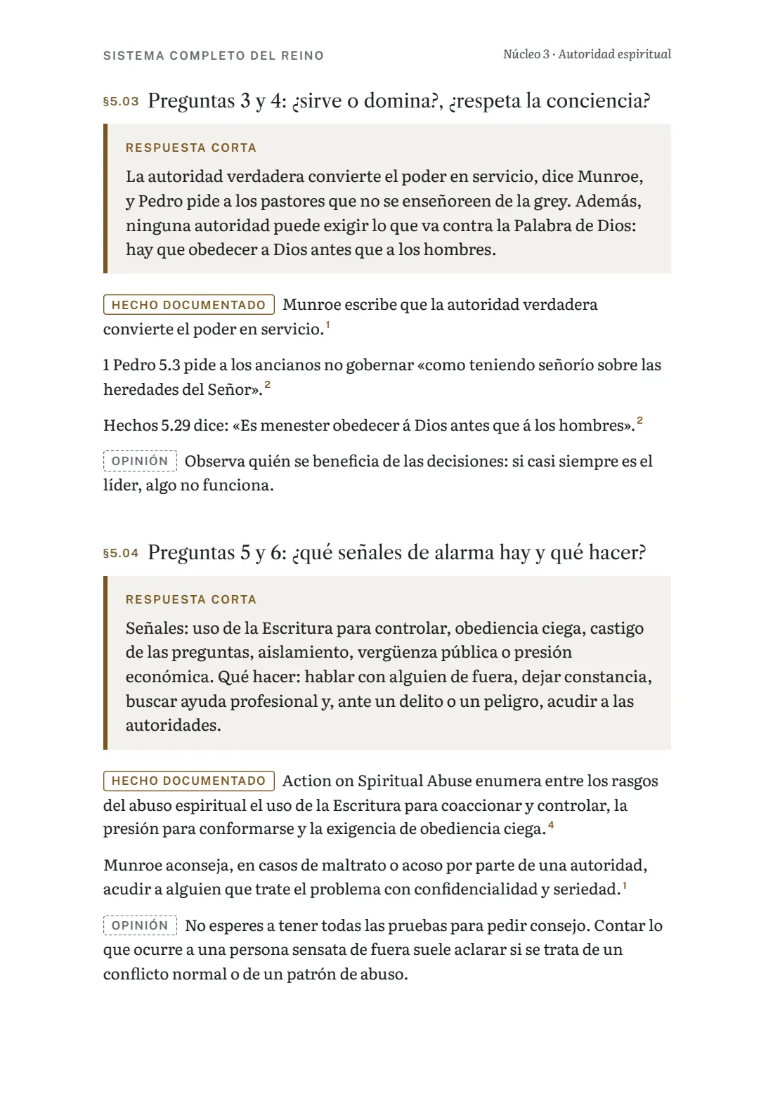 Página del núcleo 3 con el protocolo de autoridad con límites